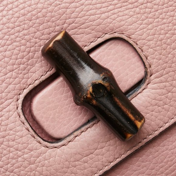 GUCCI Pink Leather Bamboo Shoulder Bag - Picture 12 of 15